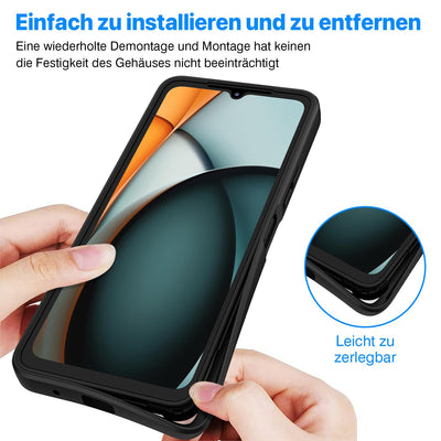 CENHUFO für Xiaomi Redmi A3 Hülle, 360 Grad Schutzhülle mit Eingebautem Displayschutz, Robust Stoßfest Panzerhülle Bumper Cover Outdoor Case Ganzkörper Handyhülle für Xiaomi Redmi A3 - Schwarz