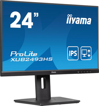 Moniteur LED IPS iiyama Prolite XUB2493HS-B6 60,5 cm 23,8" Full HD 100 Hz HDMI DP Slim-Line Réglage de la hauteur Pivot Noir