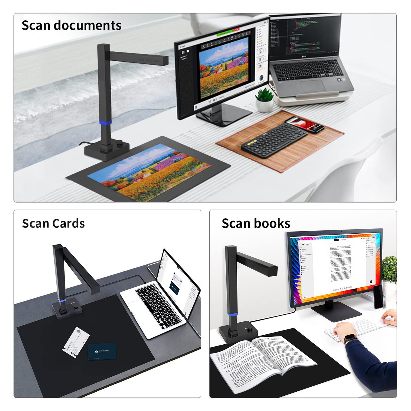 CZUR Shine Ultra Pro | Tragbarer Dokumentenscanner 24 MP Dokumentenkamera A3 Buchscanner OCR Scanner Visualizer mit Fülllicht für Home-Office Online-Lehre Windows & macOS Verfügbar