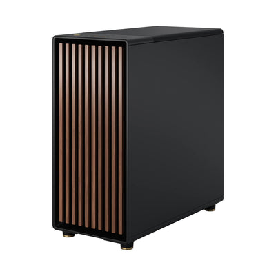 Fractal Design North Charcoal Black - Wood Walnut Front - Mesh Side Panels - Two 140mm Aspect PWM Fans Included - Intuitive Interior Layout Design - ATX Mid Tower PC Gaming Case