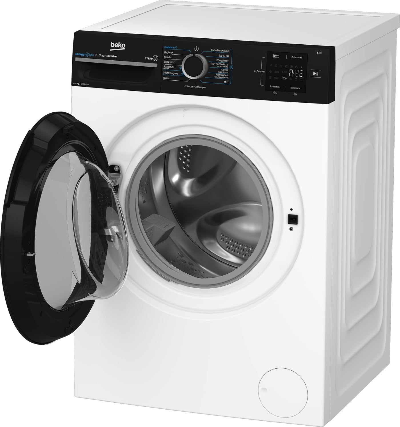 Beko BM3WFU31041R Waschvollautomat, Waschmaschine, 10 kg, EnergySpin, Schleuderwahl 1400 U/min, SteamCure Dampffunktion, allergikergeeignet, AquaWave Schontrommel, Weiß