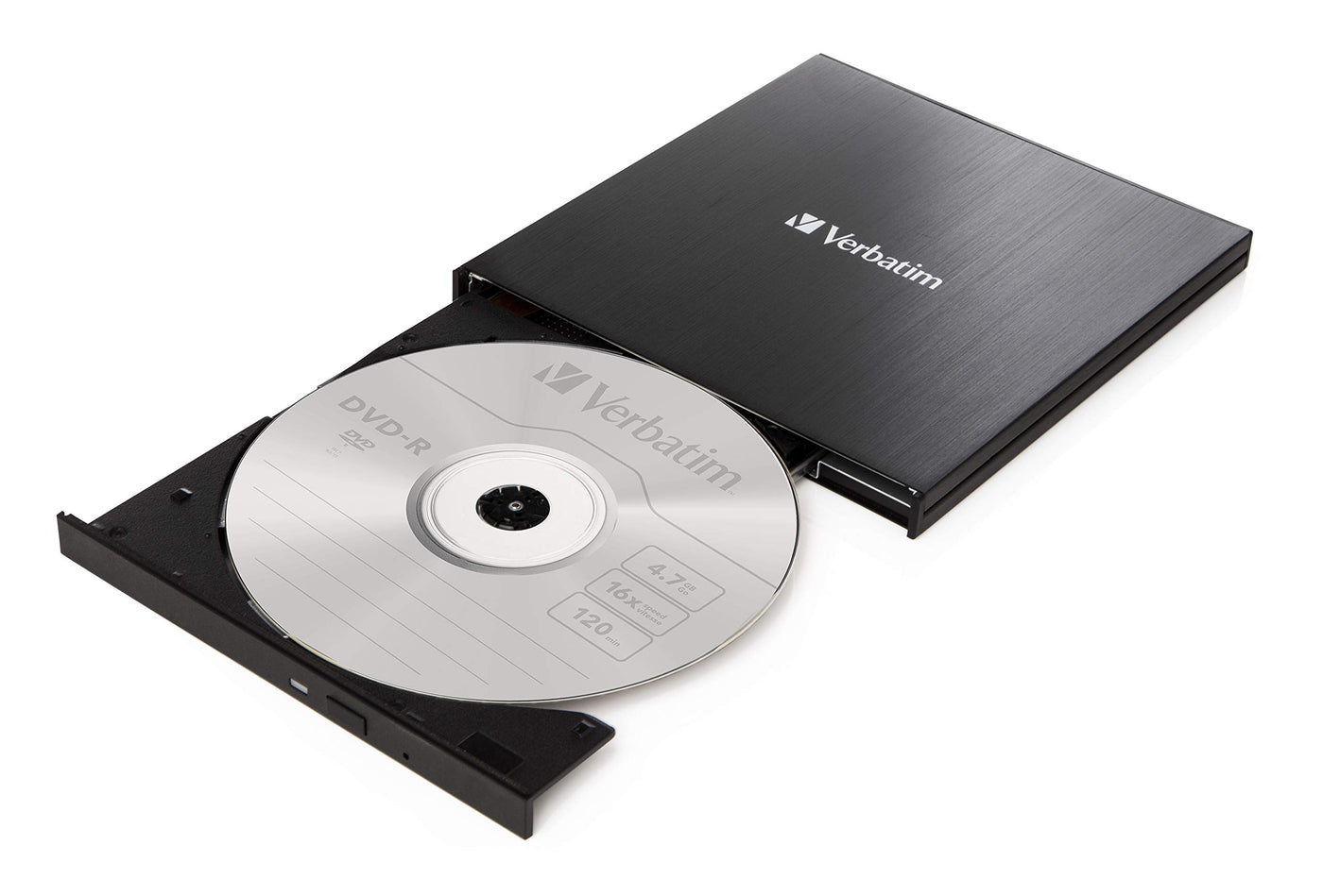 Verbatim External Slimline CD/DVD Writer, USB 3.2 Gen1 mit USB-C Anschluss inkl. USB-C auf USB-A-Kabel, kompaktes Design, Externer DVD-Brenner, Externes CD-Laufwerk, Schlankes Design