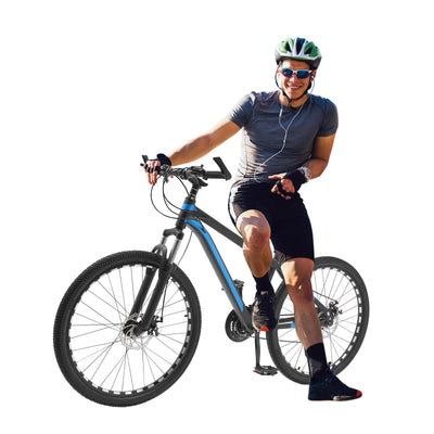 FortyFor 26" Mountainbike, Schwarz und Blau Höhenverstellbar Fahrräd 21-Gäng und Scheibenbremse MTB Fahrrad für Erwachsene Menschen, Mädchen, Jungen, Herren und Damen