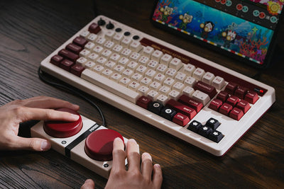 8Bitdo Retro Mechanical Keyboard, Bluetooth/2.4G/USB-C Hot Swappable Gaming Keyboard with 87 Keys, Dual Super Programmable Buttons for Windows and Android - Fami Edition - QWERTY English Keyboard