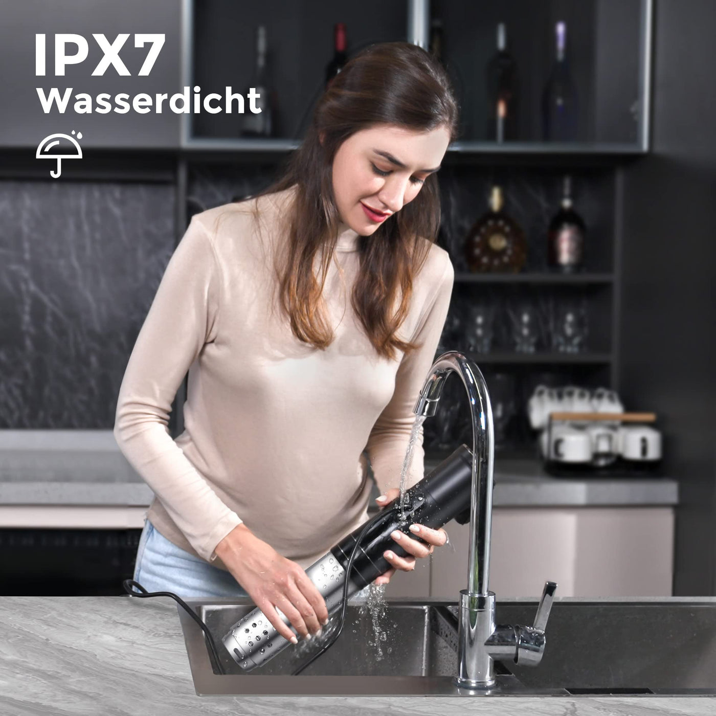 KitchenBoss Sous Vide Garer Stick WLAN: G330 Wifi Präzisionskocher Präziser Temperatureinstellung bis 90°C IPX7 Wasserdicht TFT Touch-Display Immersion Tauchzikulator 360° Zirkulation mit Timer