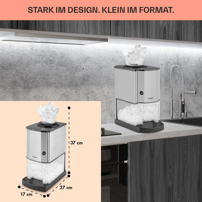 Oneconcept Crushed Ice Maschine, Schneller Crushed Ice Maker mit Auffangschale, Eiscrusher Elektrisch mit 3,5L Fassungsvermögen, Tragbare Eiscrusher Maschine, Crushed Ice-Maschinen für 15kg/h