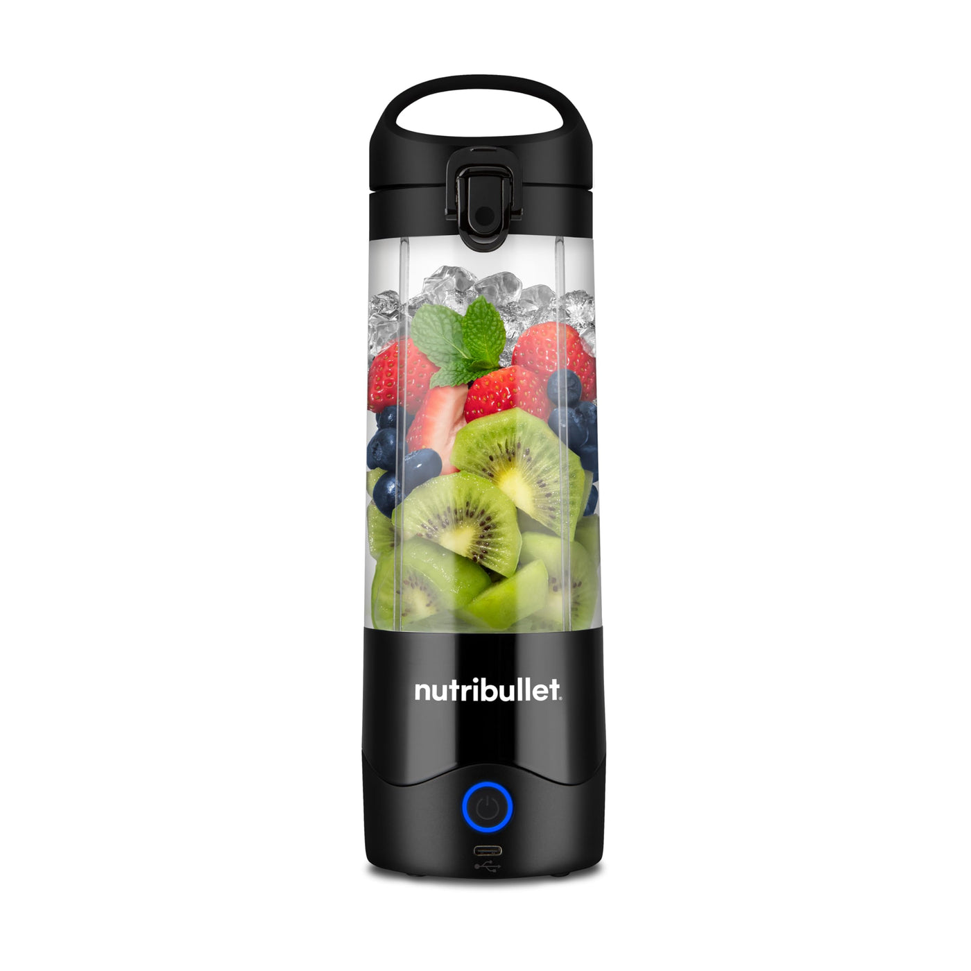 nutribullet Portable Mixer, 475ml BPA-freies Tritan Becher, Mini-Mixer mit 4-Punkt-Edelstahlklinge, Multifunktionsmixer, USB-C-Ladegerät, 15+ Mixvorgänge, NBP003B, Black