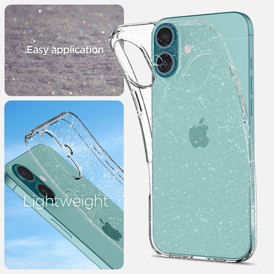 Spigen Liquid Crystal Glitter Hülle Kompatibel mit iPhone 16 Plus -Crystal Quartz