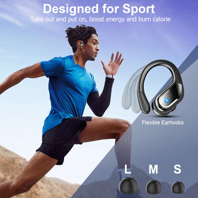 Bluetooth 5.4 Kopfhörer Sport, Kopfhörer Kabellos Bluetooth 75Std mit HD Mic, 3D Raumklang Stereo Kopfhörer Bluetooth in Ear, LED-Anzeige/IP7 Wasserdich Earbuds,2024 ENC Noise Cancelling Lauf Ohrhörer