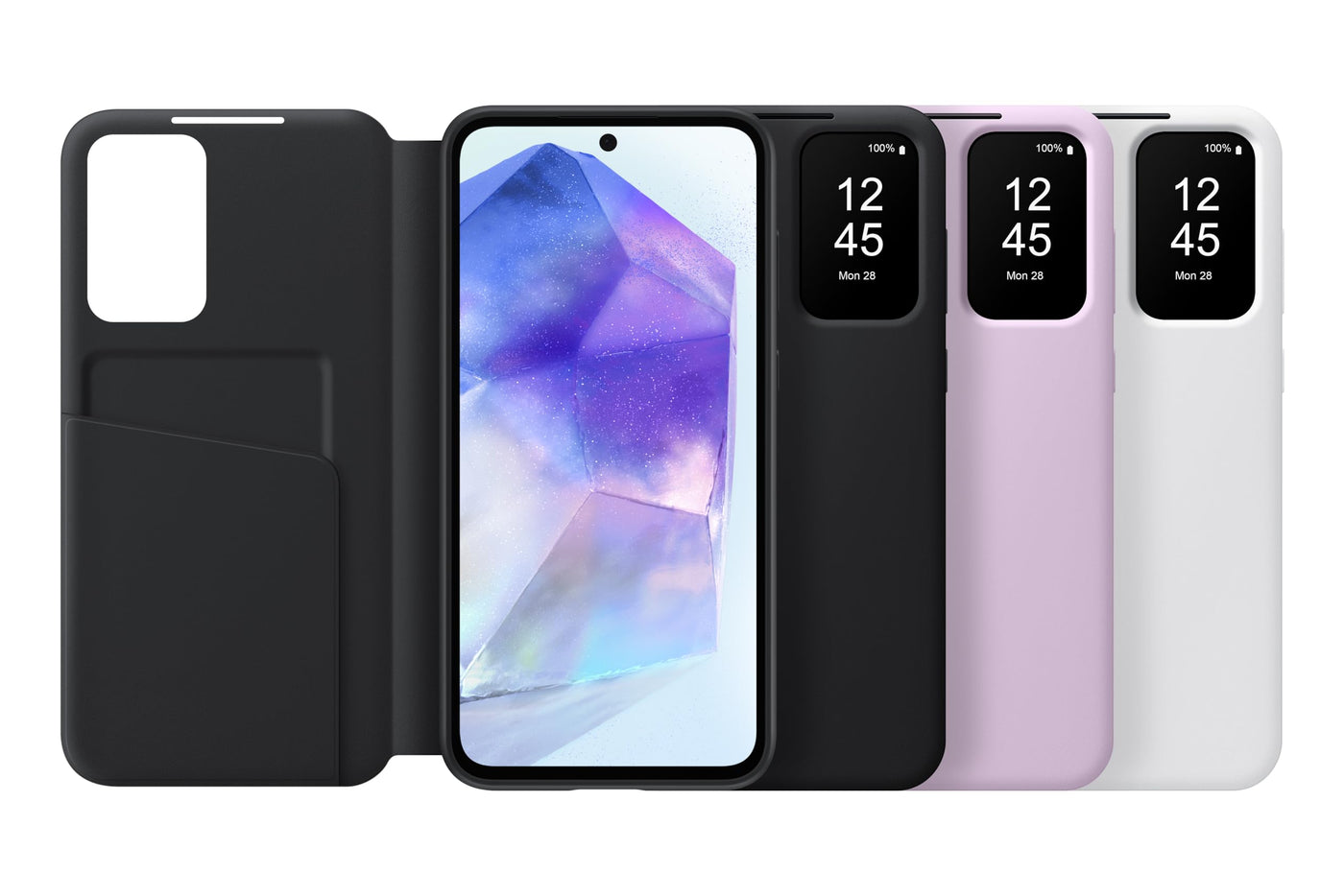 Samsung Smart View Wallet Smartphone Case EF-ZA556 für das Galaxy A55 5G, Handyhülle, Kartenfach, Sichtfenster, Black