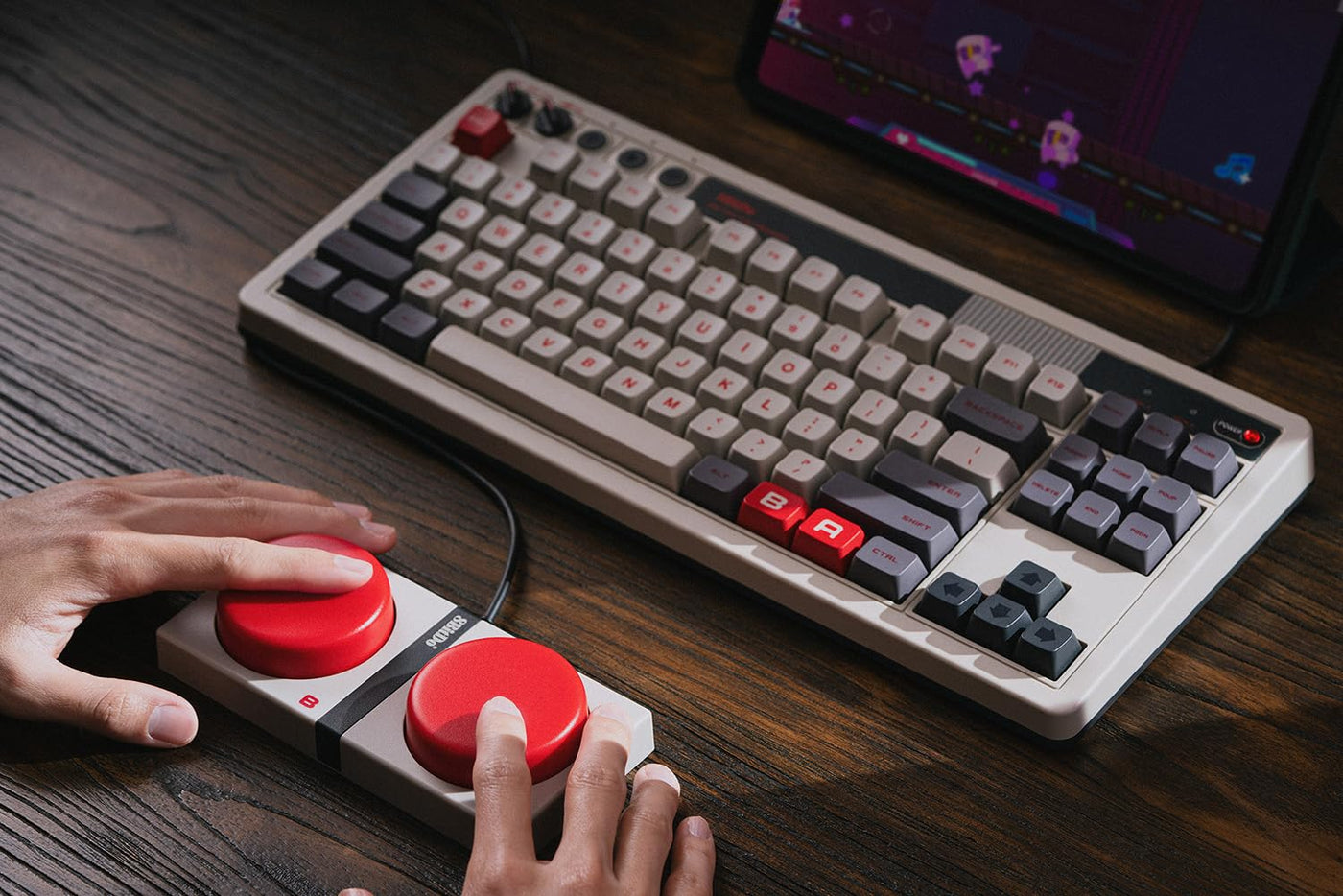 8Bitdo Retro Mechanical Keyboard, Bluetooth/2.4G/USB-C Hot Swappable Gaming Keyboard with 87 Keys, Dual Super Programmable Buttons for Windows and Android - N Edition - QWERTY English Keyboard