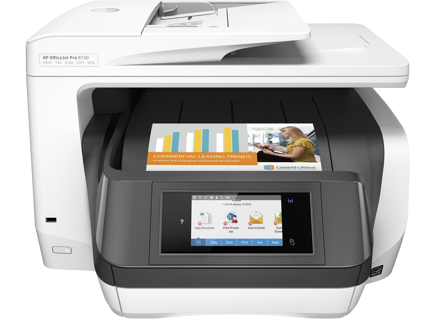 HP OfficeJet Pro 8730 Multifunktionsdrucker (512 MB, Instant Ink, Drucker, Scanner, Kopierer, Fax, PCL 6, WLAN, LAN, NFC, Duplex, Airprint) Schwarzweiß