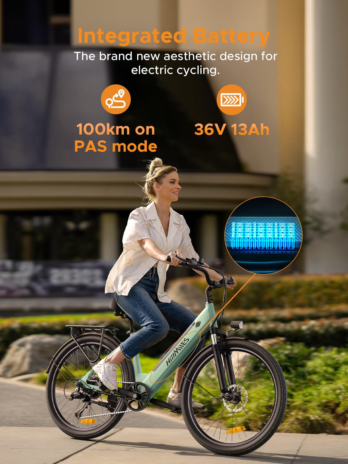 Fafrees HillMiles E-Bike 26 Zoll, Elektrofahrrad mit 36V 13AH Akku, Stylisch und Leicht Citybike bis zu 100KM Elektrofahrräder, MileCity 1 (Grün)