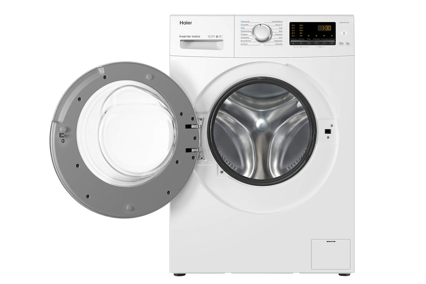 Haier HW80-BP1439N Waschmaschine / 8 kg / 1400 UpM / Inverter Motor / Dampf-Funktion / AquaProtect-Schlauch / ABT / Eco 40-60 Programm