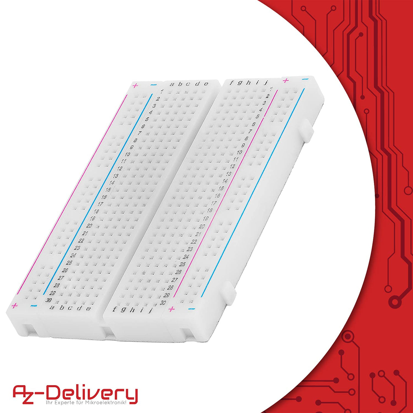 AZDelivery 3 x Mini Breadboard 400 Pin mit 4 Stromschienen kompatibel mit Arduino und Jumper Wire Kabeln