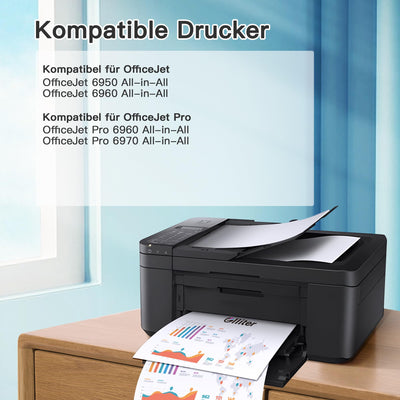 Glliter 903XL Multipack für HP 903 Druckerpatronen für HP 903 XL Kompatibel mit HP Officejet 6950 Druckerpatronen für HP Officejet Pro 6970 Patronen (‎‎‎‎‎‎‎Schwarz Cyan Magenta Gelb, 4er-Pack)