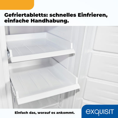 Exquisit Gefrierschrank NoFrost, Tiefkühlschrank groß, 161 Liter, Schnellgefrieren, Alarm-Funktion, GS5231-NF-H-040D weiss