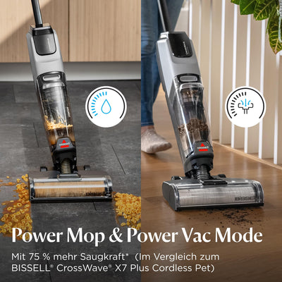 BISSELL CrossWave OmniForce, Kabelloser Nass Trockensauger, Saugen & Wischen in Einem oder nur Saugen Modus, Nasssauger mit Hoher Leistung, Waschsauger, Saugwisher, 240m² Mehrflächenreinigung, 3912N