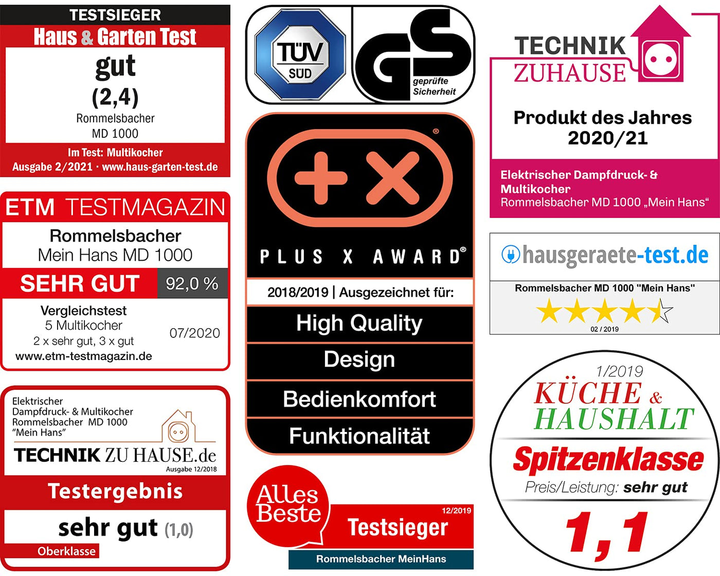 ROMMELSBACHER Elektrischer Dampfdruck- & Multikocher MD 1000 'MeinHans' – Das Original - 14 Automatik-Programme, von 40 °C bis 170 °C regelbar, 2 Dampfdruckstufen, antihaftbeschichteter 6 Liter Topf