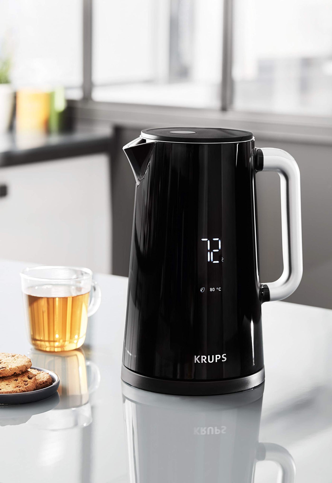 Krups Smart'n Light Wasserkocher, 5 Temperaturen, 1,7 Liter Fassungsvermögen, Innenleben aus Edelstahl, Doppelwandig, Schwarz, BW801810