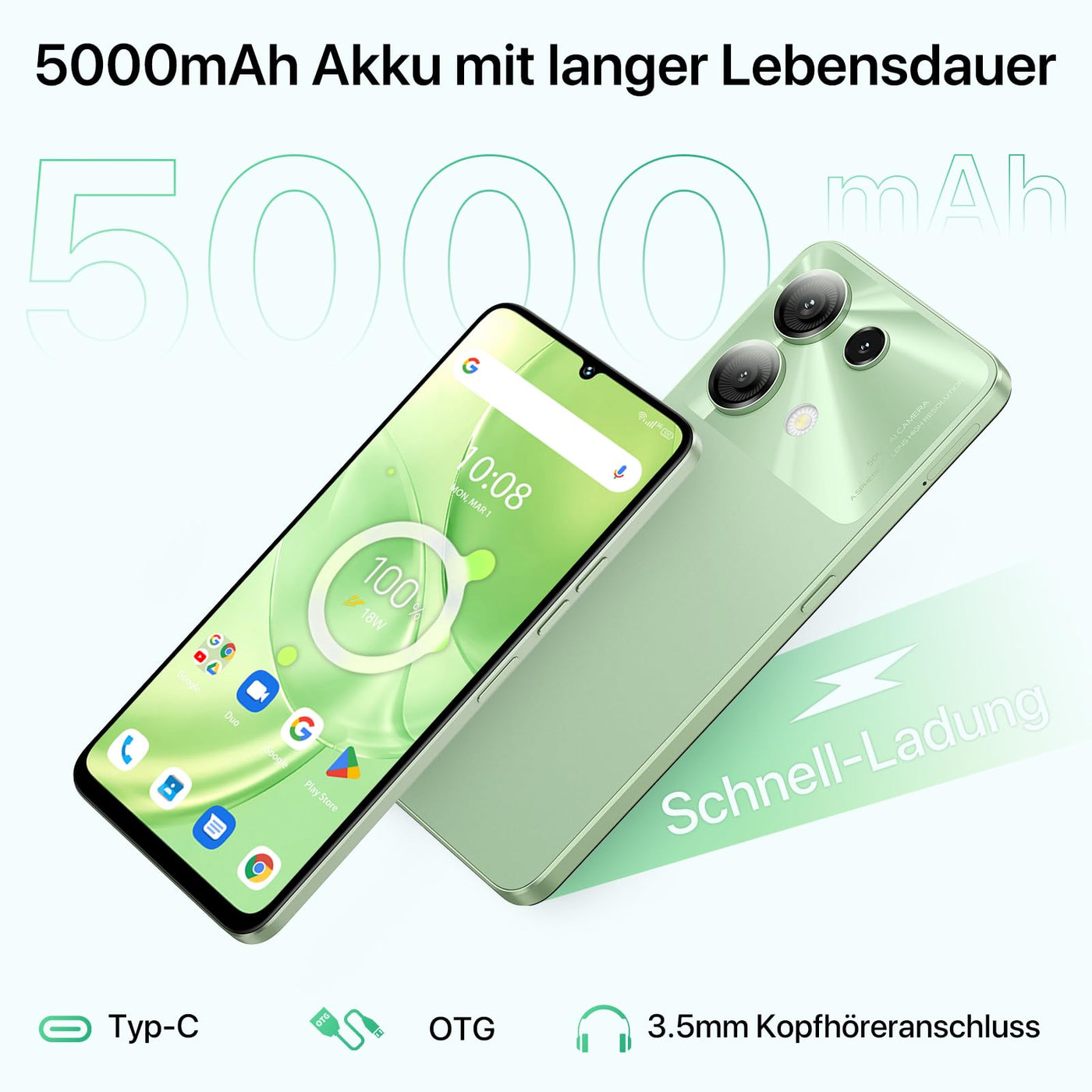 UMIDIGI G9 5G Smartphone, Android 14 Handy Ohne Vertrag, 90HZ Octa-Core, 12(6+6) GB+128GB Handy, 6.75 Zoll, 50MP, Face & Fingerprint Unlock Simlockfreie Handys, 5000mAh, GPS, Dual SIM 5G Smartphone