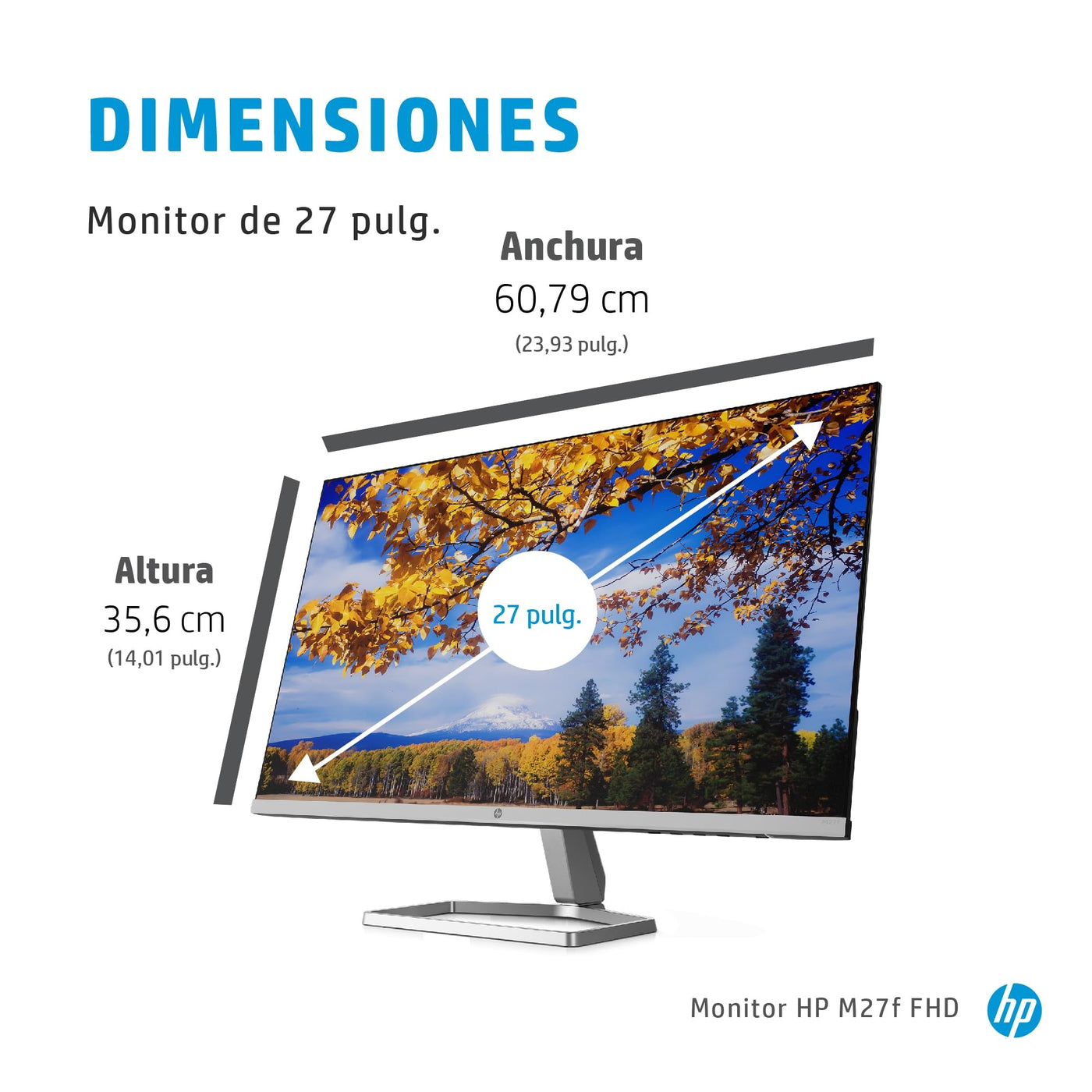 HP M27f Monitor - 27 Zoll Bildschirm, Full HD IPS Display, 75Hz, 5ms Reaktionszeit, VGA, 2xHDMI, silber/schwarz