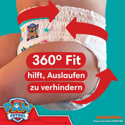 Pampers Windeln Paw Patrol Pants Größe 6 (14-19kg) Baby-Dry, Extra Large mit Stop- und Schutz Täschchen, MONATSBOX, 138 Höschenwindeln