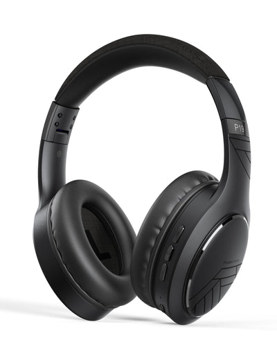 PowerLocus Bluetooth Kopfhörer, Bluetooth Kopfhörer Over Ear, Kabellose Kopfhörer, 70std. Spielzeit, Hi-Fi Tiefe Bässe Faltbar Headset mit Mikrofon für iPad/Handys/Laptops/PC (Schwarz/Grau)