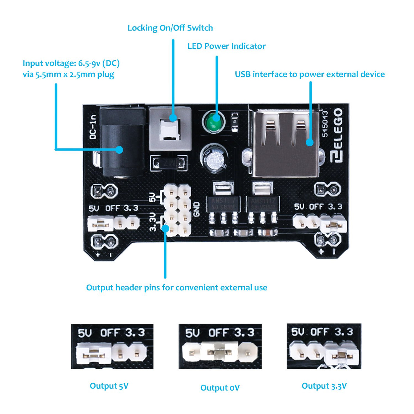 ELEGOO Überarbeitetes Elektronik Lernset Spaßset Stromversorgungsmodul Jumperkabel Potentiometer Breadboard Komponente Sortiment für Arduino