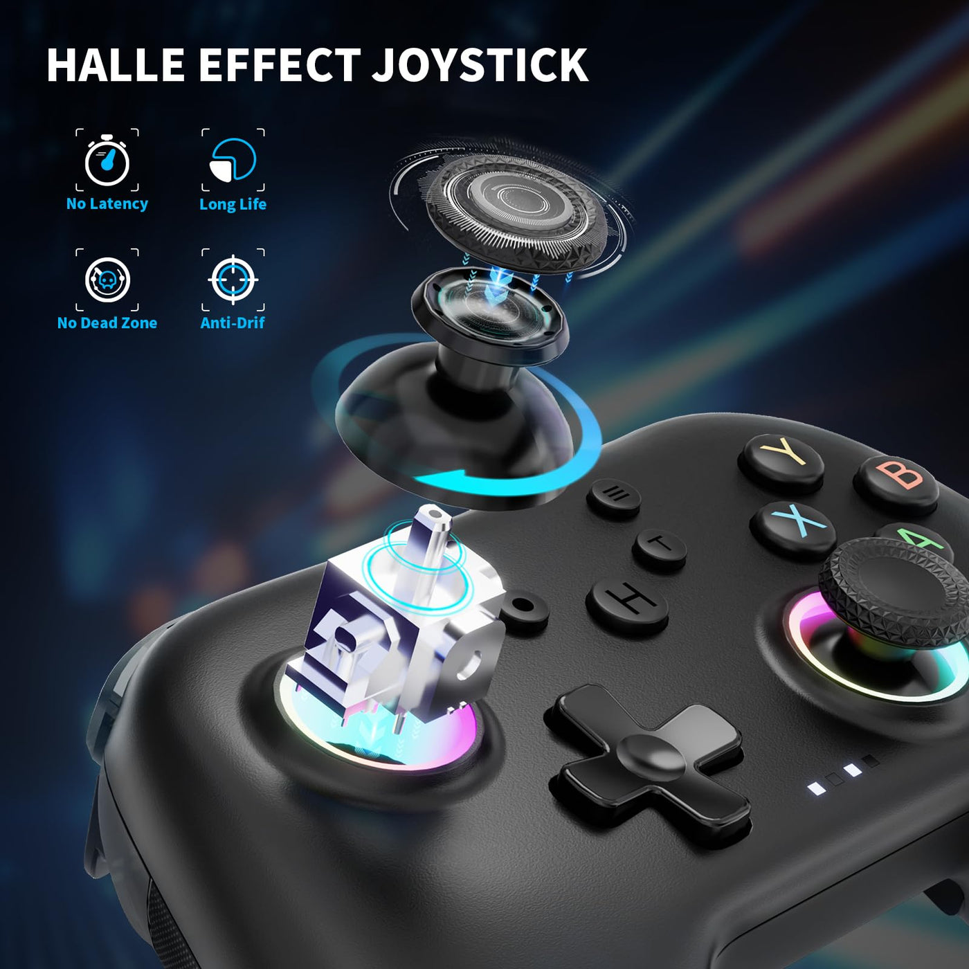 AceGamer 2.4G Wireless Bluetooth Controller für Windows PC/Switch/Stem/iOS/Android，PC Gamepad Joystick mit Hall-Effekt Joystick, programmierbare Rücktaste, Linear Resonant Actuator (Schwarz)