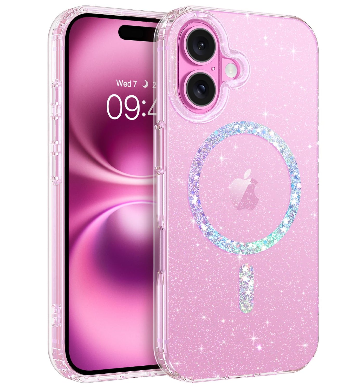 BENTOBEN für iPhone 16 Plus Hülle Handyhülle Glitzer, Magnetisches iPhone 16 Plus 6.7" Case mit Mag-Safe Muster Slim Bumper Silikon Cover Dünn Hülle für Frauen Mädchen Bling Transparent