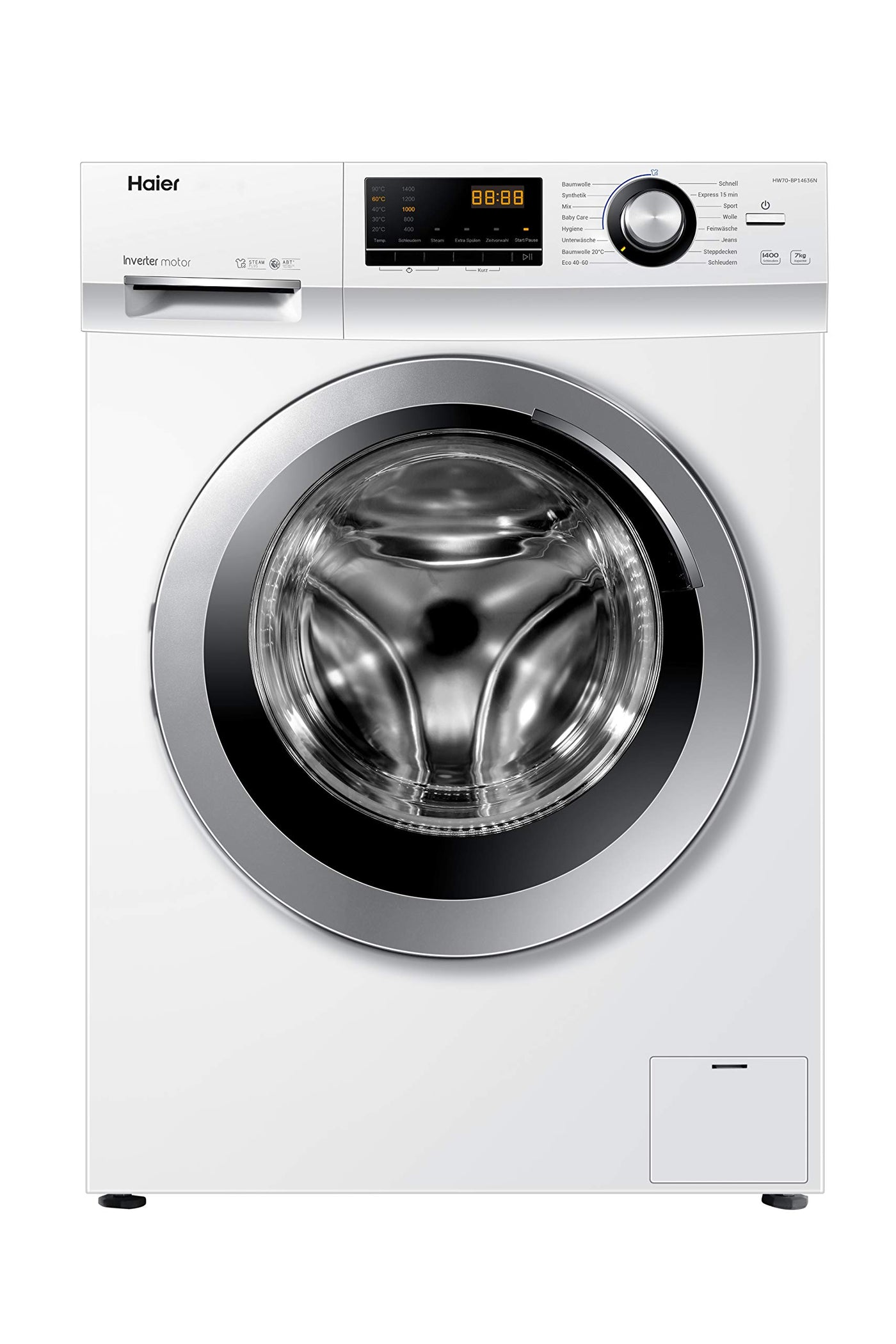 Haier HW70-BP14636N Waschmaschine / 7 kg / A - beste Effizienz / Inverter-Motor / Dampffunktion / Vollwasserschutz / Eco 40-60 Programm