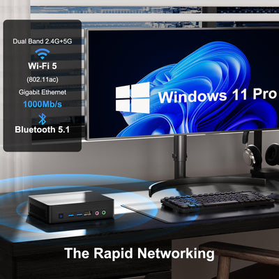 GEEKOM Mini PC, 2024 Air12 Lite Mini-Computer, Intel Alder Lake N100, 3,4 GHz Burst, 4 Kerne, 4 Threads, Intel UHD Graphics, 8 GB RAM, 256 GB SSD, Windows 11 Pro.