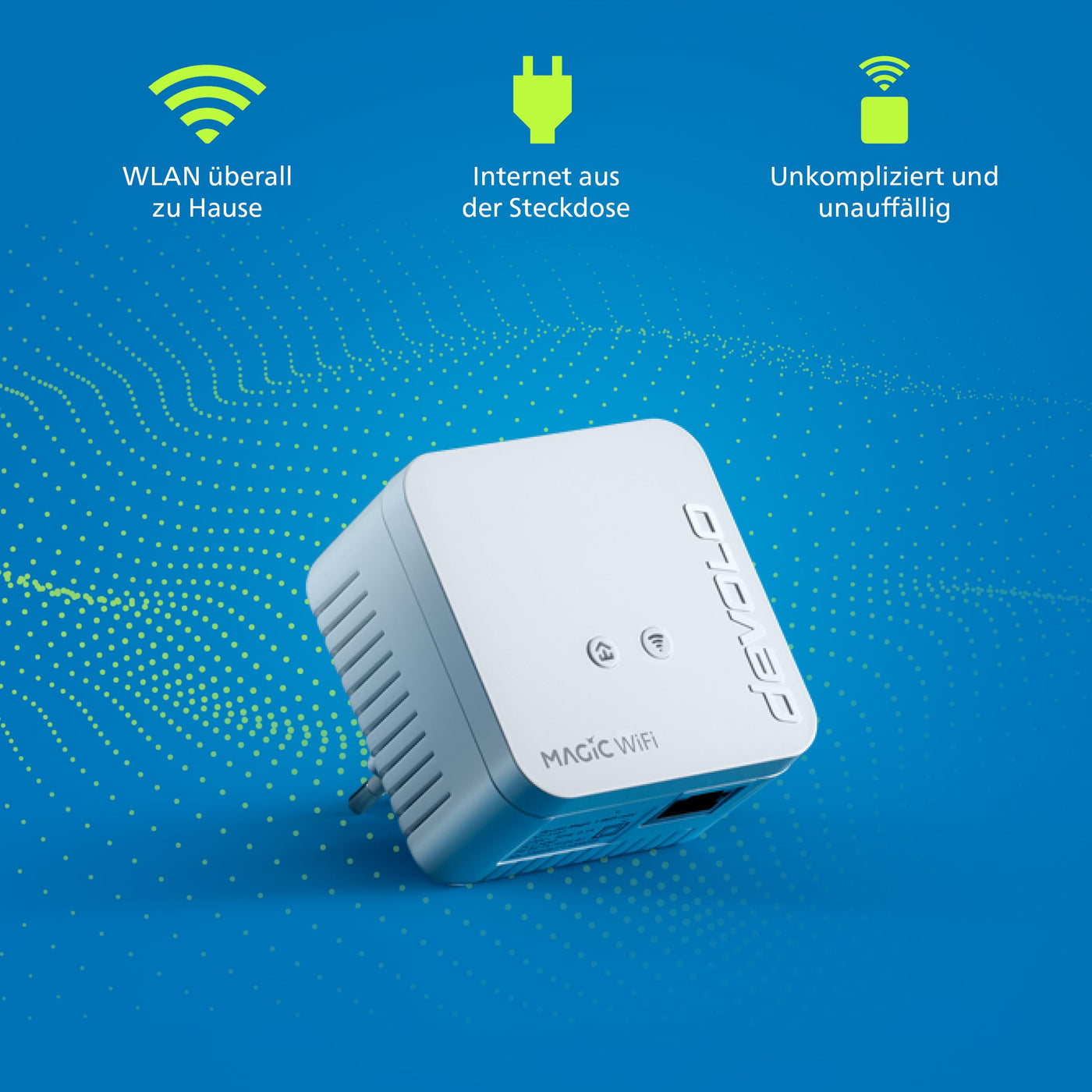 devolo Magic 1 WiFi mini Erweiterungsadapter, WLAN Powerline Adapter, bis zu 1.200 Mbit/s, WLAN Verstärker, 1x LAN Anschluss, dLAN 2.0, weiß