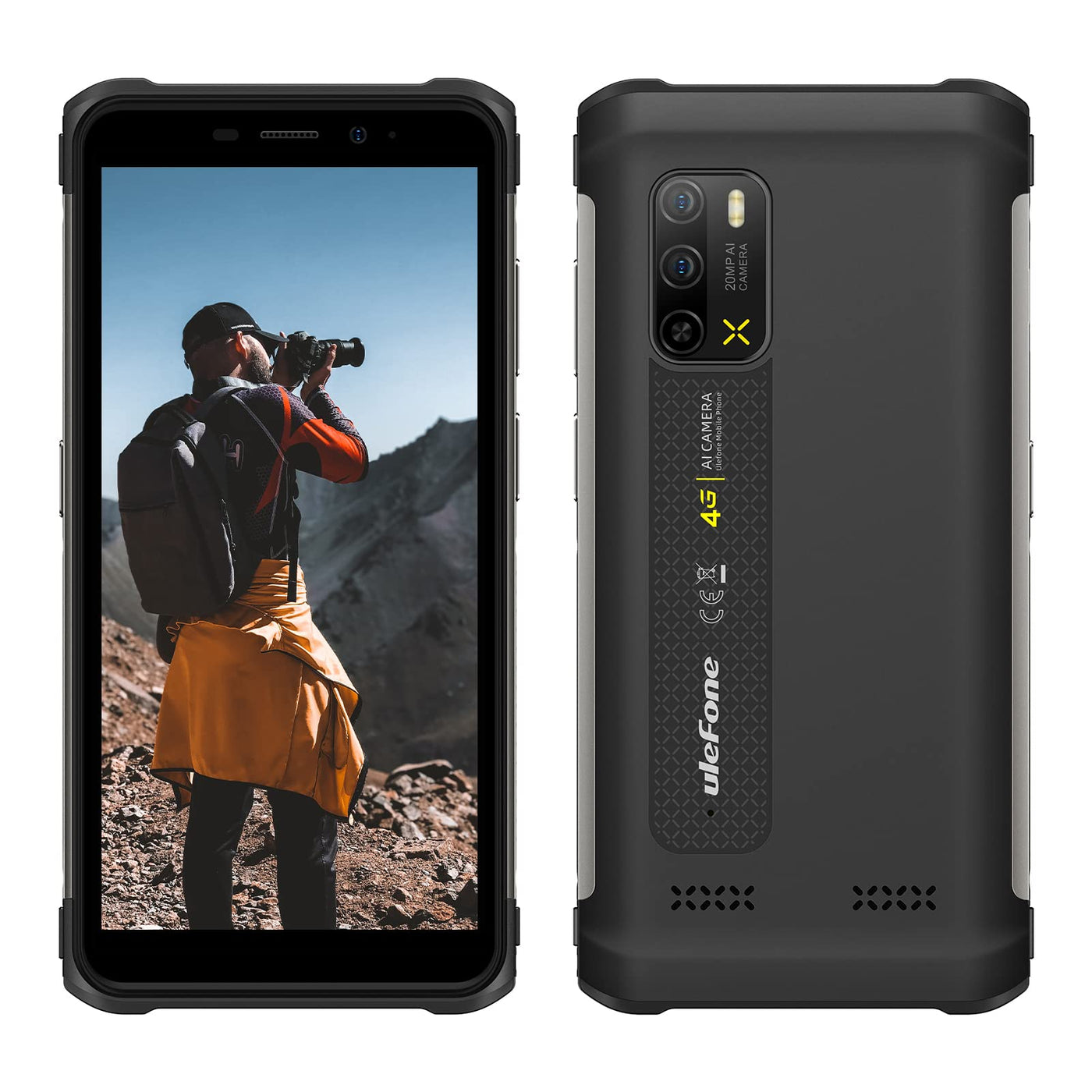 Ulefone Armor X10 PRO Outdoor Smartphone Ohne Vertrag, 20MP Unterwasserkamera,Helio P22 4GB+64GB, 5,45" IP68 Wasserdicht Handy Android 11, 5180mAh Akku,3-Karten Slot, Gesichts Entsperrung NFC Schwarz