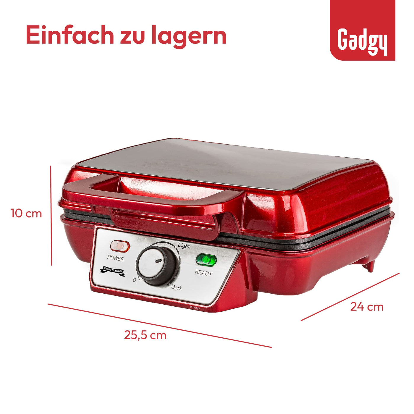 Gadgy Waffeleisen Belgische Waffel | 23x16,8 cm. für 2 Waffeln | Waffle maker 1000 Watt | Einstellbare Temperatur LED-Anzeige | Griff erhitzt nicht | Party-Desserts