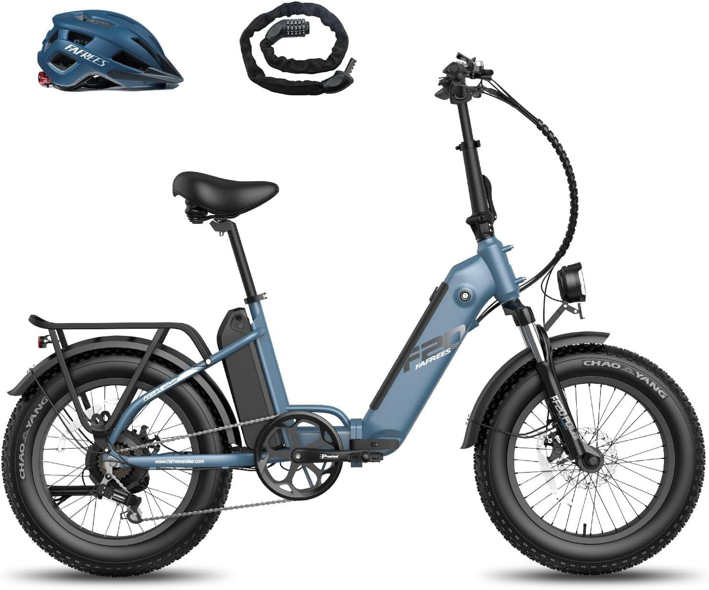 Fafrees 2 Elektro-Fahrradbatterien, 20 x 4,0 Zoll (20 x 4,0 Zoll), klappbares E-Bike für Herren, 48 V / 10,4 Ah x 2 (20,8 Ah insgesamt), E-Bike mit Pedalunterstützung 140 km, Fat-Bike für Damen (Blau)