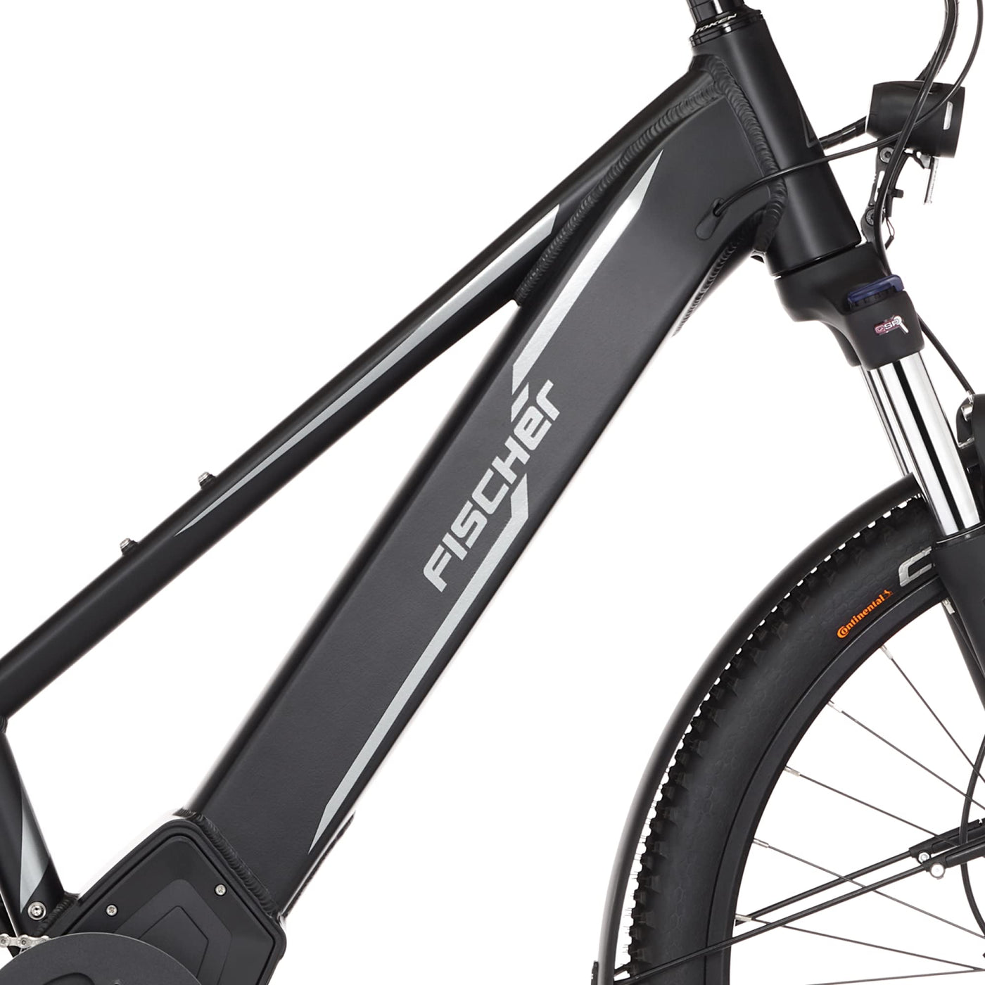 Fischer E-Bike ATB, Terra 5.0i Elektrofahrrad für Damen und Herren, RH 44 cm, Mittelmotor 50 Nm, 36 V Akku im Rahmen, schwarz matt, 27,5 Zoll