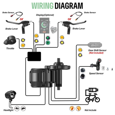 Bafang 48V 750W Mittelmotor Kit BBS02B Mid Motor Elektrofahrrad Umbausatz mit EKD01 Display und 44T Kettenblatt 8Fun E-Bike Umbausatz für BB68-73mm Moutainbike