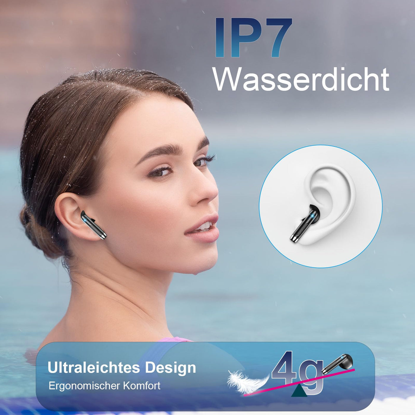 Bluetooth 5.3 Kopfhörer, In Ear Kopfhörer Kabellos mit 4 Mic, 48H Tiefer Bass Spielzeit Wireless Earbud, LED-Anzeige, Bluetooth Ohrhörer mit ENC Noise Cancelling, IP7 Wasserdicht Kopfhörer Sport USB-C