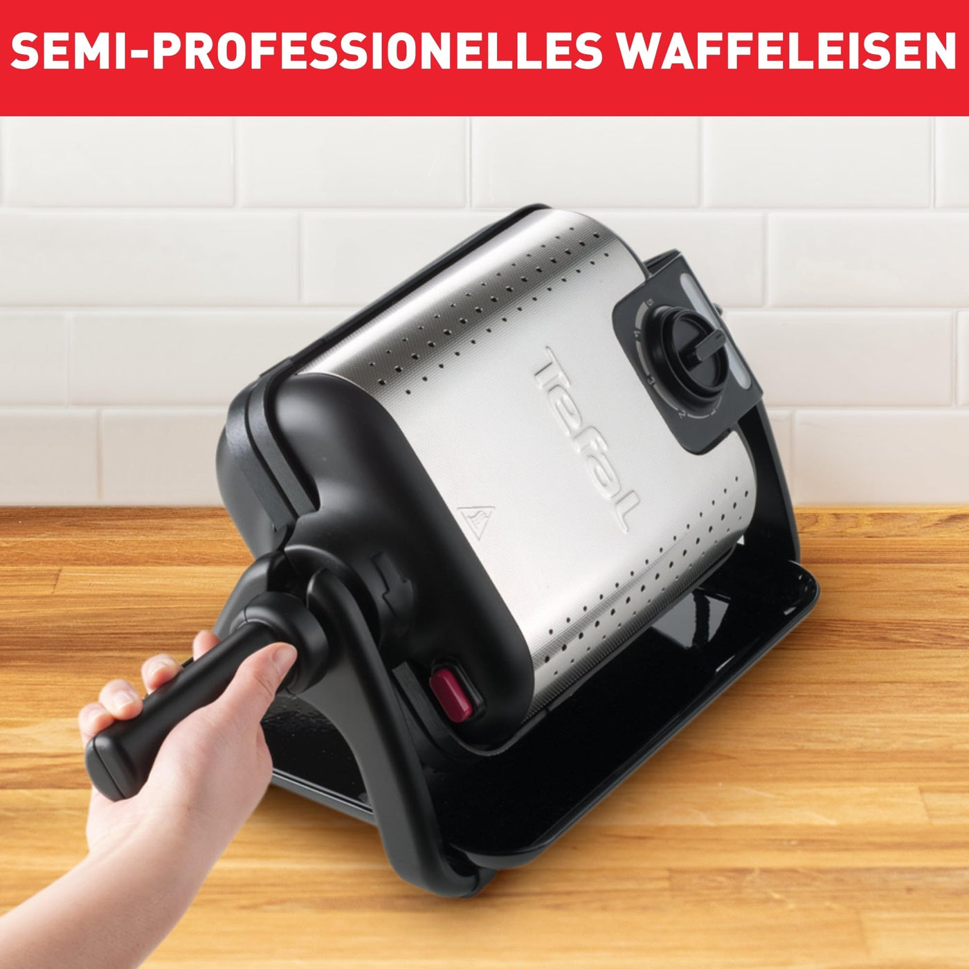 Tefal King Size Waffeleisen WM756D | Doppelwaffeleisen für 2 belgische Waffeln | Dreh-Funktion | antihaftbeschichtete Platten | dicke Waffeln | Temperaturregler|leichte Reinigung | 120W | 1L