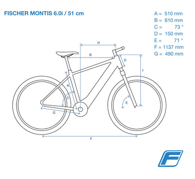 FISCHER E-Bike | MTB MONTIS 6.0i Elektrofahrräder, Blau Matt, 51cm-504Wh