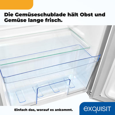 Exquisit Vollraumkühlschrank 75 Liter, Freistehend, Kühlschrank klein und kompakt, 45cm Breit, LED-Innenbeleuchtung, KS585-V-091E (Grau)