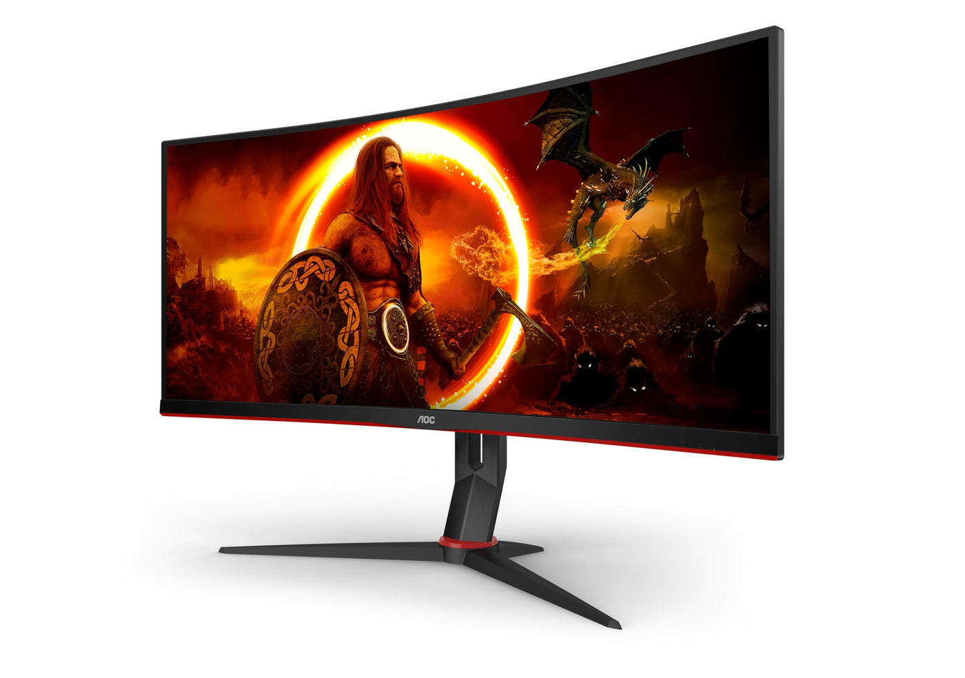 AOC Gaming CU34G2XP - 34 Zoll WQHD Curved Monitor, 180 Hz, FreeSync Prem., HDR400 (3440x1440, 1ms GtG, HDMI, DisplayPort, USB Hub) schwarz-rot