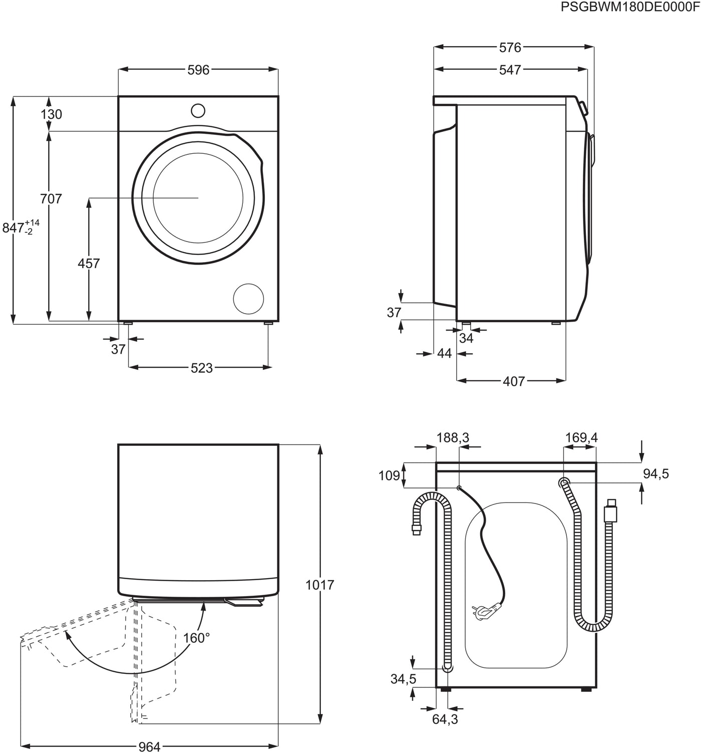 AEG L6AMZ48FL Waschmaschine / Serie 6000 mit ProSense / Mengenautomatik / 8,0 kg / 1400 U/min