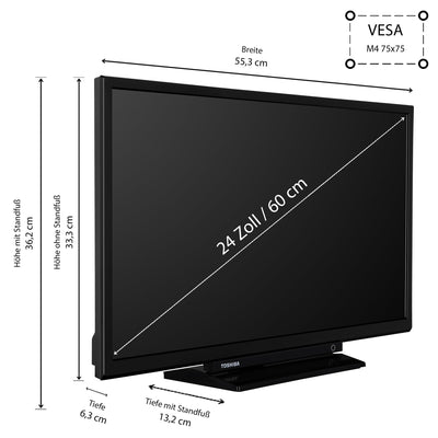 Toshiba Fernseher 24 Zoll Smart TV - VIDAA TV (HD LED TV, HDR, Triple-Tuner) 24WV3463DAZ