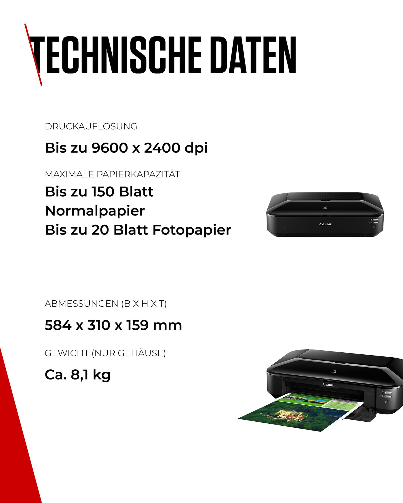 Canon PIXMA iX6850 Drucker Farbtintenstrahl Multifunktionsgerät DIN A3+ (Bürodrucker, Fotodruck, Textdruck, 9.600 x 2.400 DPI, WiFi, WLAN, USB, 5 Separate Tinten, Direktdruck, Print App) schwarz