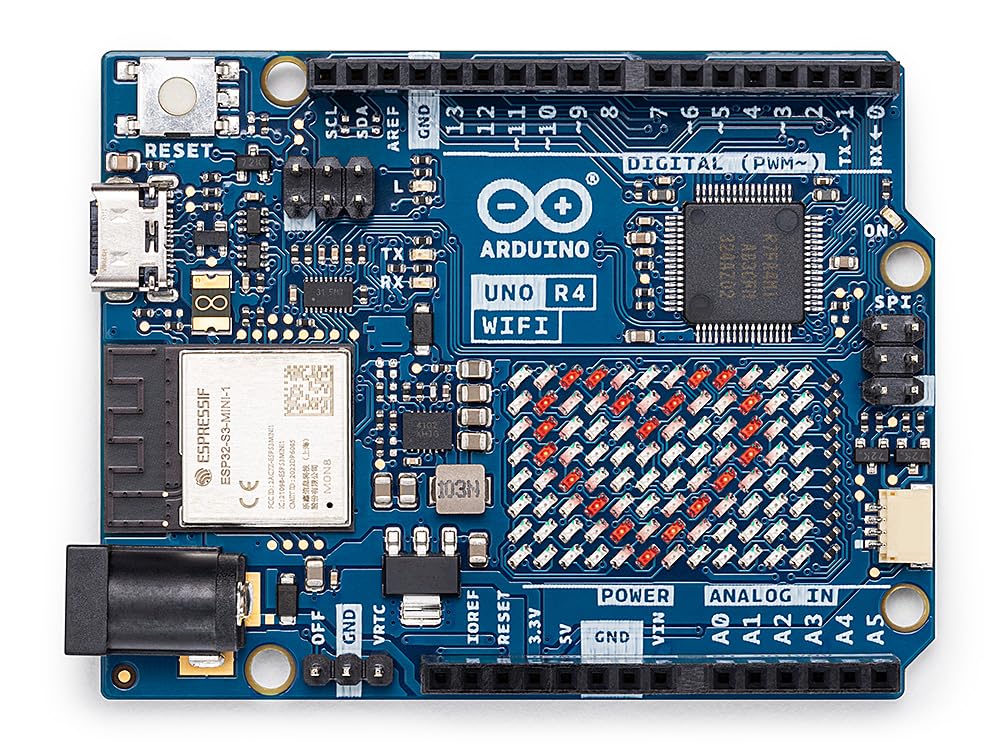 Arduino UNO R4 WiFi [ABX00087] – Renesas RA4M1 / ESP32-S3 – WLAN, Bluetooth, USB-C, CAN, DAC, OP AMP, Qwiic-Anschluss, 12x8 LED-Matrix