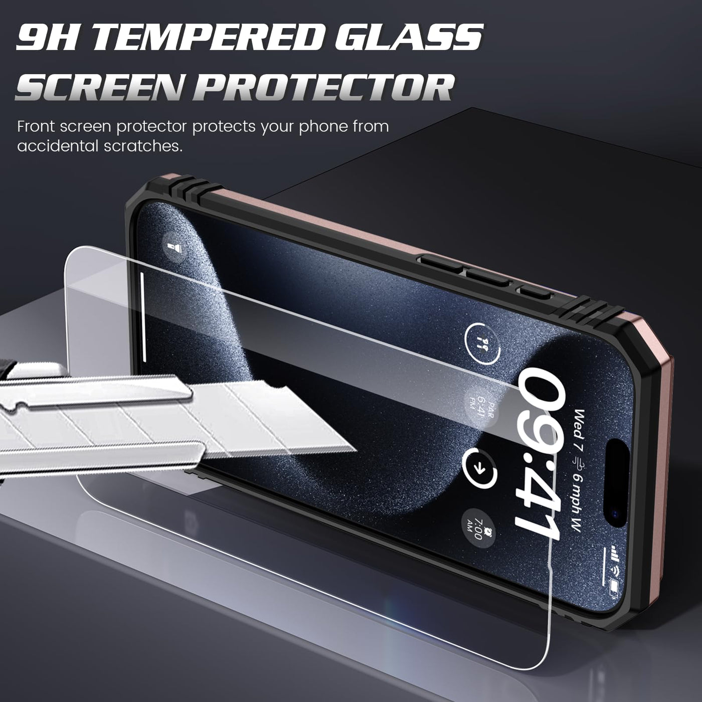 Doeshine Hülle für iPhone 16 Pro, Handyhülle mit 2 Stück Displayschutzfolie & Kameraschutz, 360 Grad Magnetisch Ring Ständer, Robust Militär Shockproof Schutzhülle für iPhone 16 Pro（Roségold）