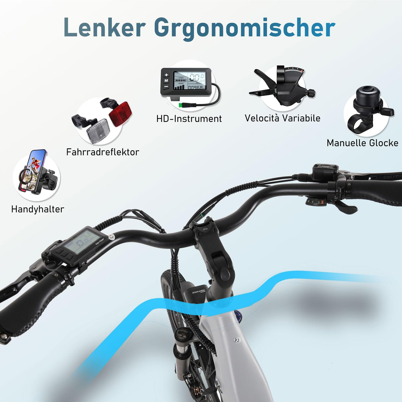 HANEVEAR E Bike Mountainbike Elektrofahrräder, EBike mit 17Ah/48V Lithium-Akku 120KM+, Heckmotor 250W 65N.m, 26 Zoll E-Bike Trekking/City Pedelec für Damen Herren, EU-Konformes, YOYO